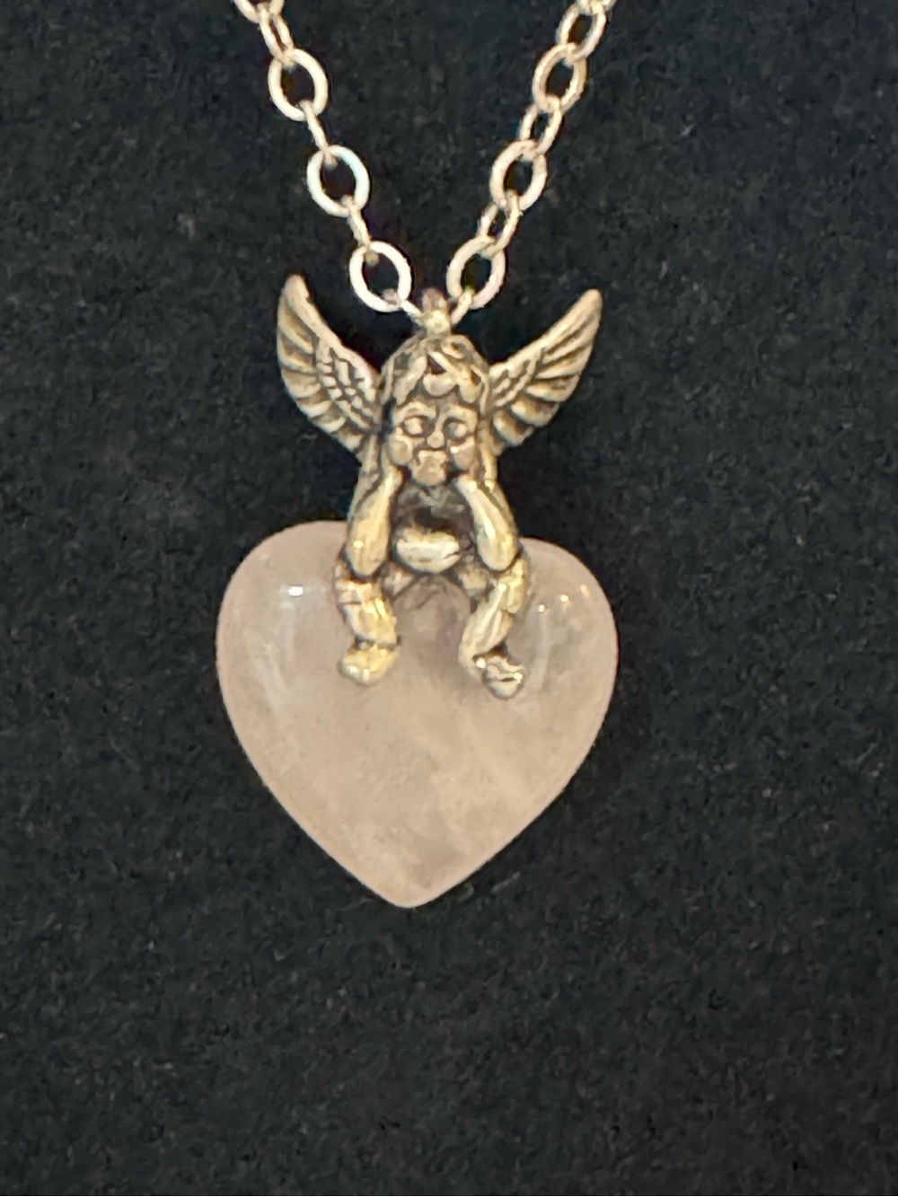Angel Heart Rose Quartz SS (925) Pendant Necklace